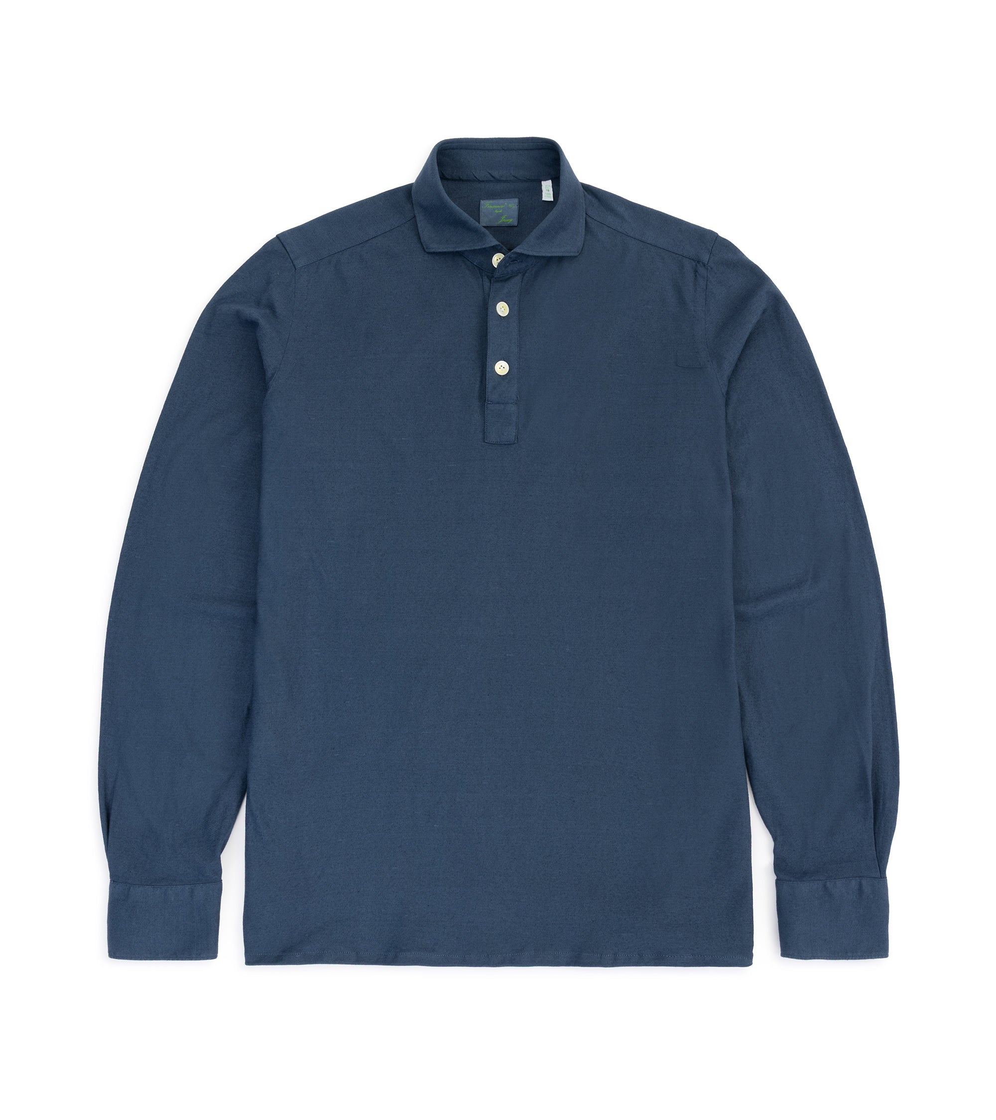 Finamore Orlando Cotton Linen Polo Shirt: Blue