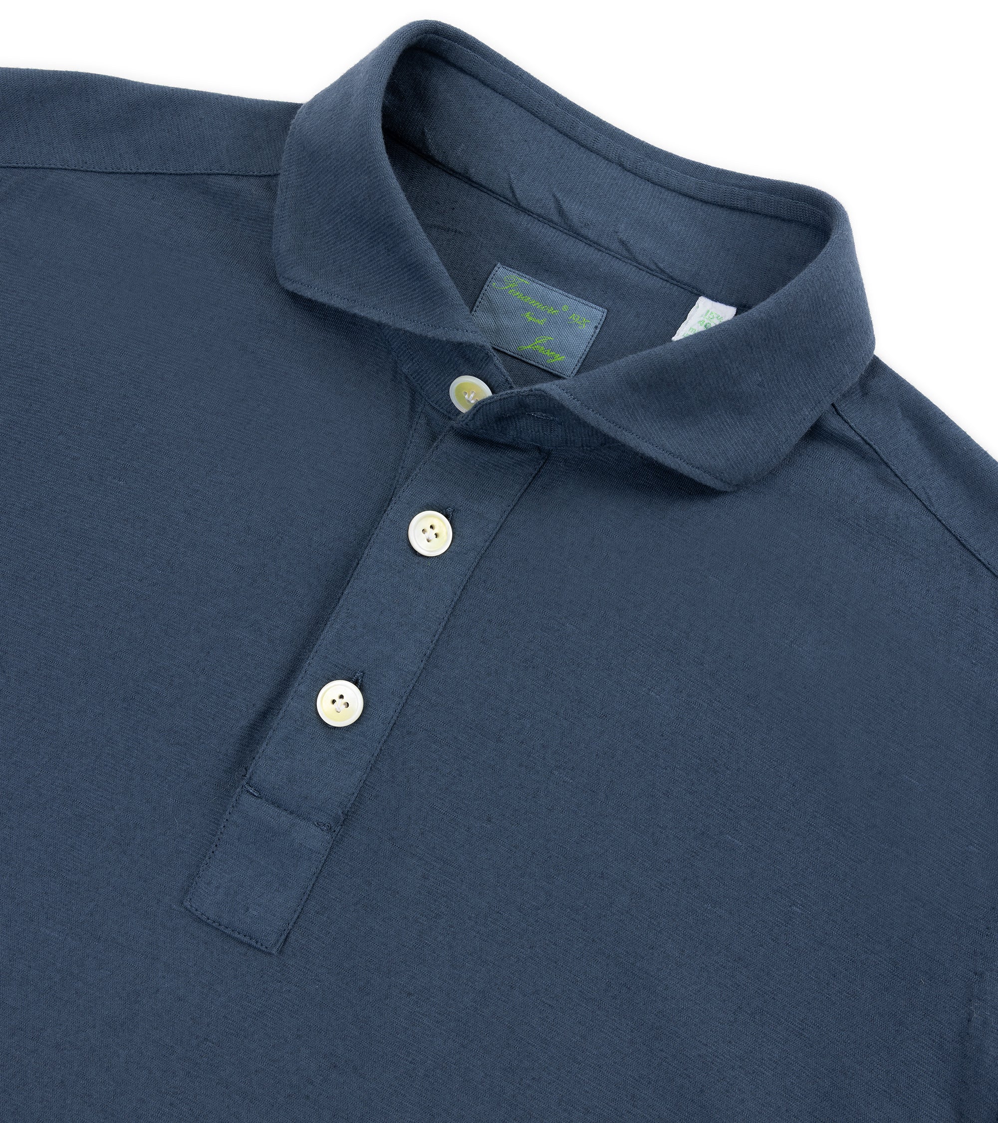 Finamore Orlando Cotton Linen Polo Shirt: Blue