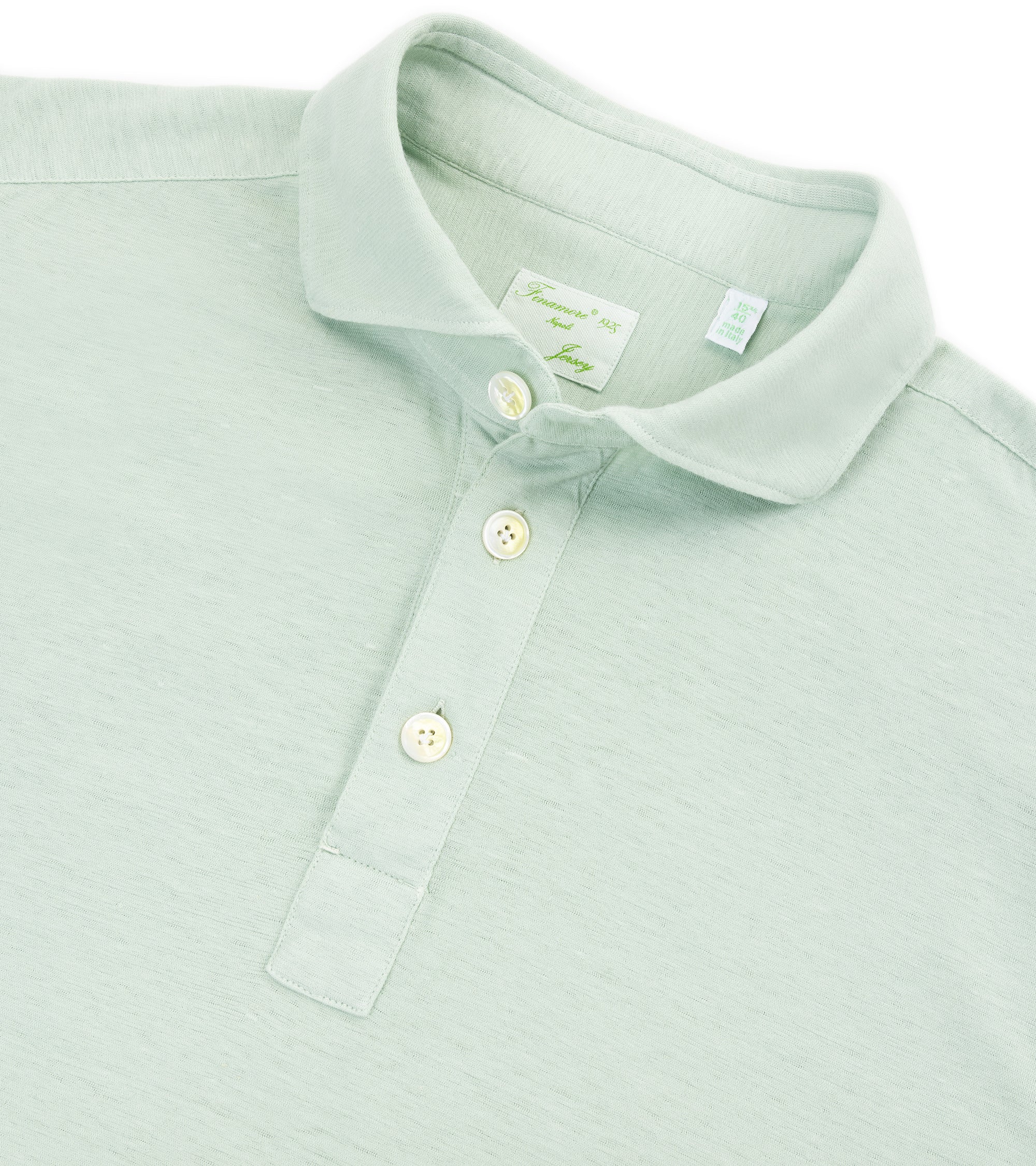 Finamore Orlando Cotton Linen Polo Shirt: Seafoam