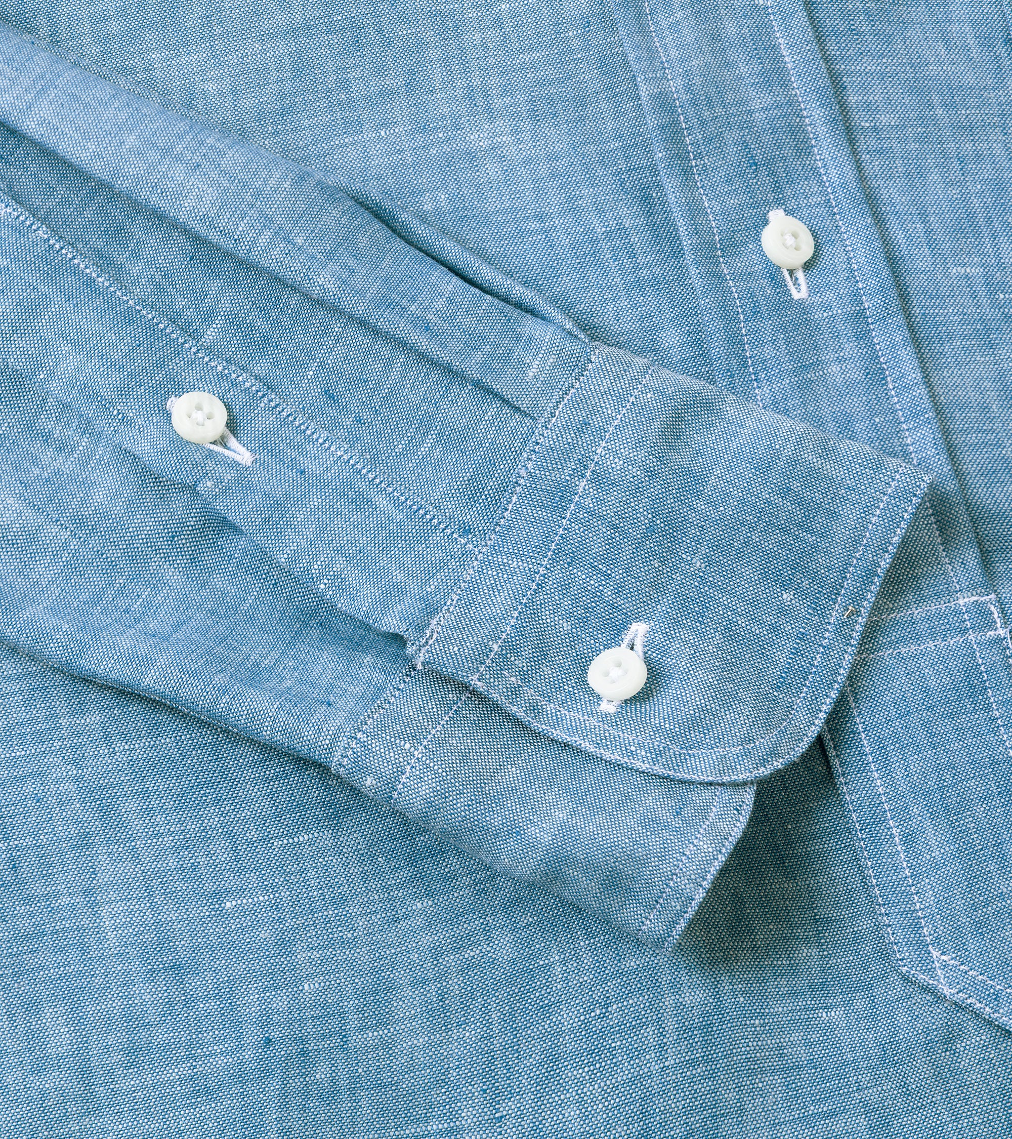 Gitman Vintage Linen Chambray Popover Shirt: Blue