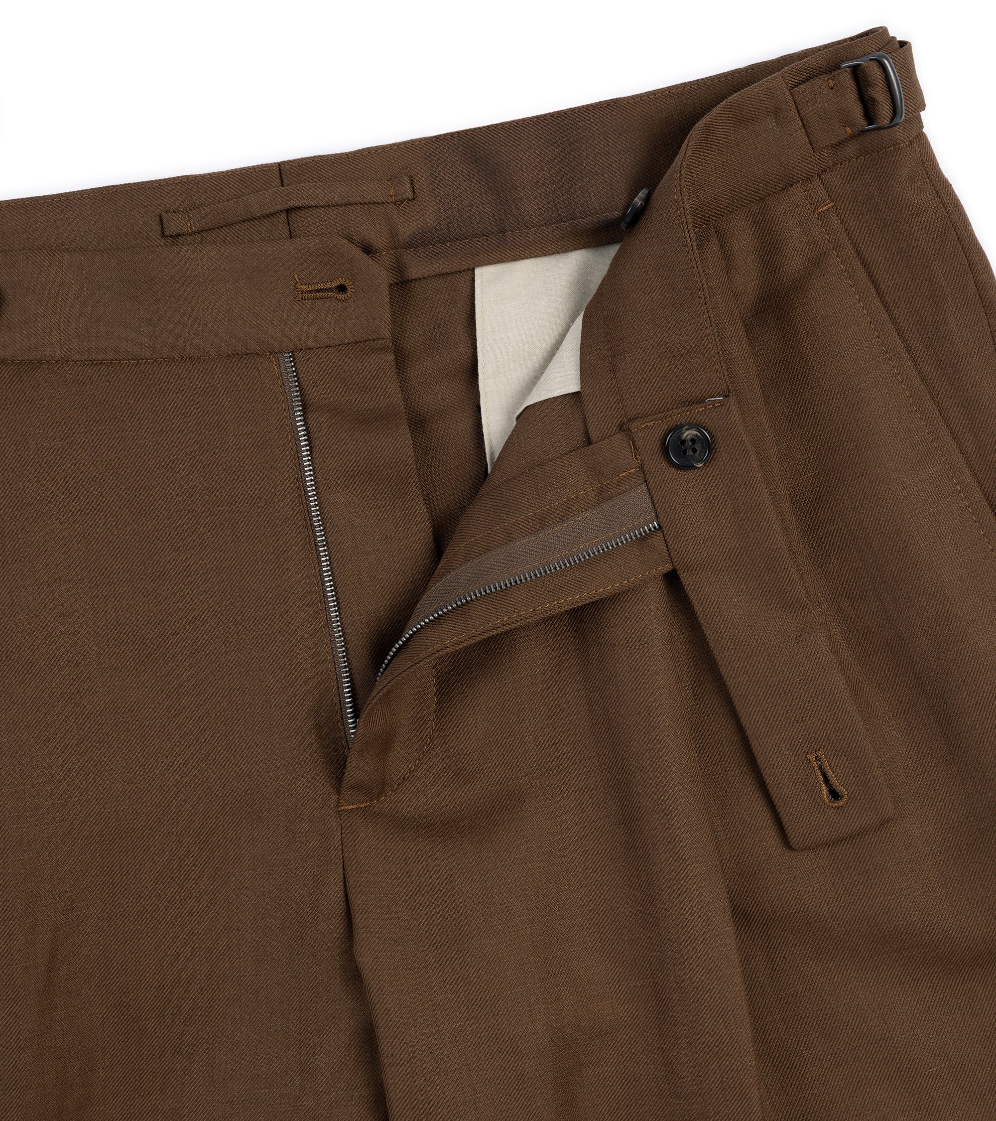 Incotex Wool Linen Pleated Shorts: Brown