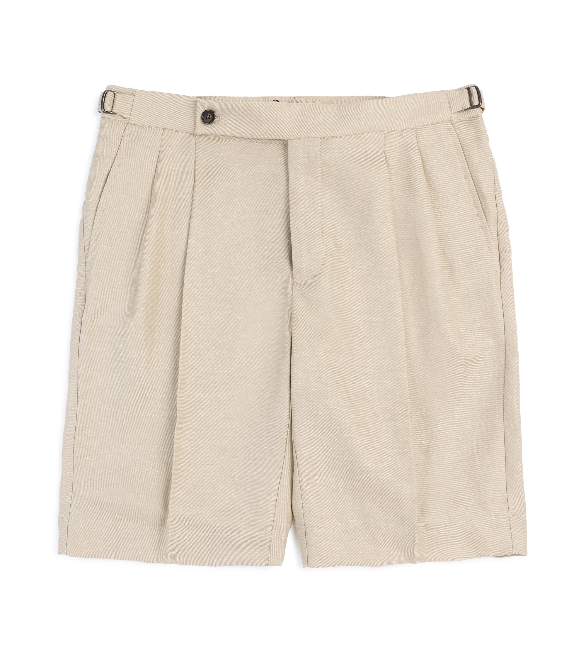 Incotex Wool Linen Pleated Shorts: Tan