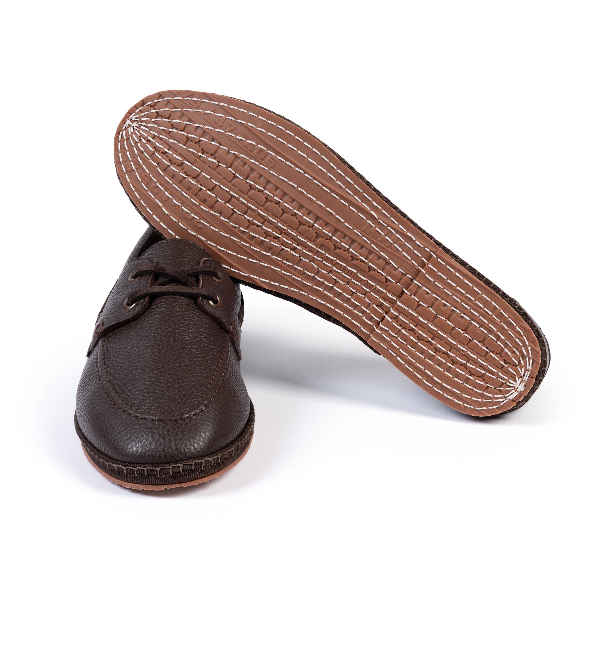 Miez La Barca Hand Stitched Deerskin Moccasin: Brown