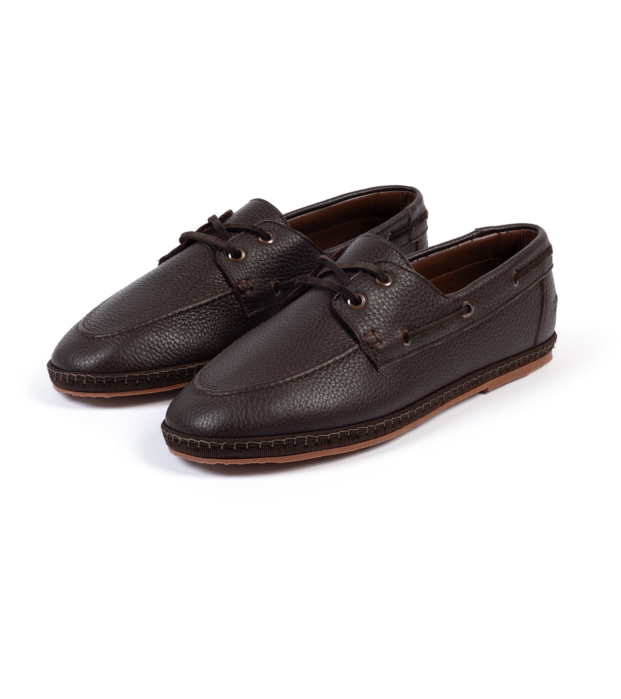 Miez La Barca Hand Stitched Deerskin Moccasin: Brown
