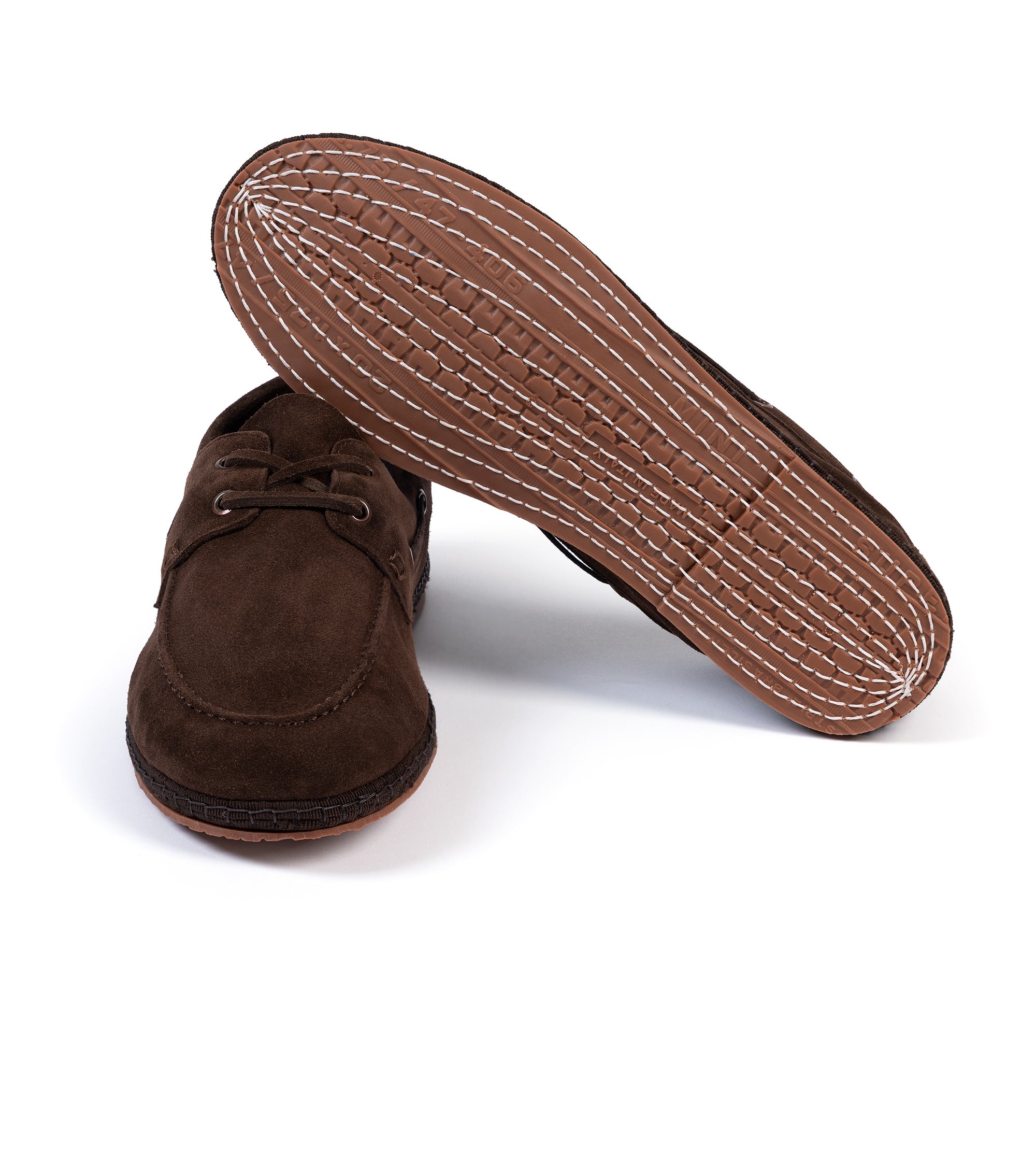 Miez La Barca Hand Stitched Soft Suede Moccasin: Brown
