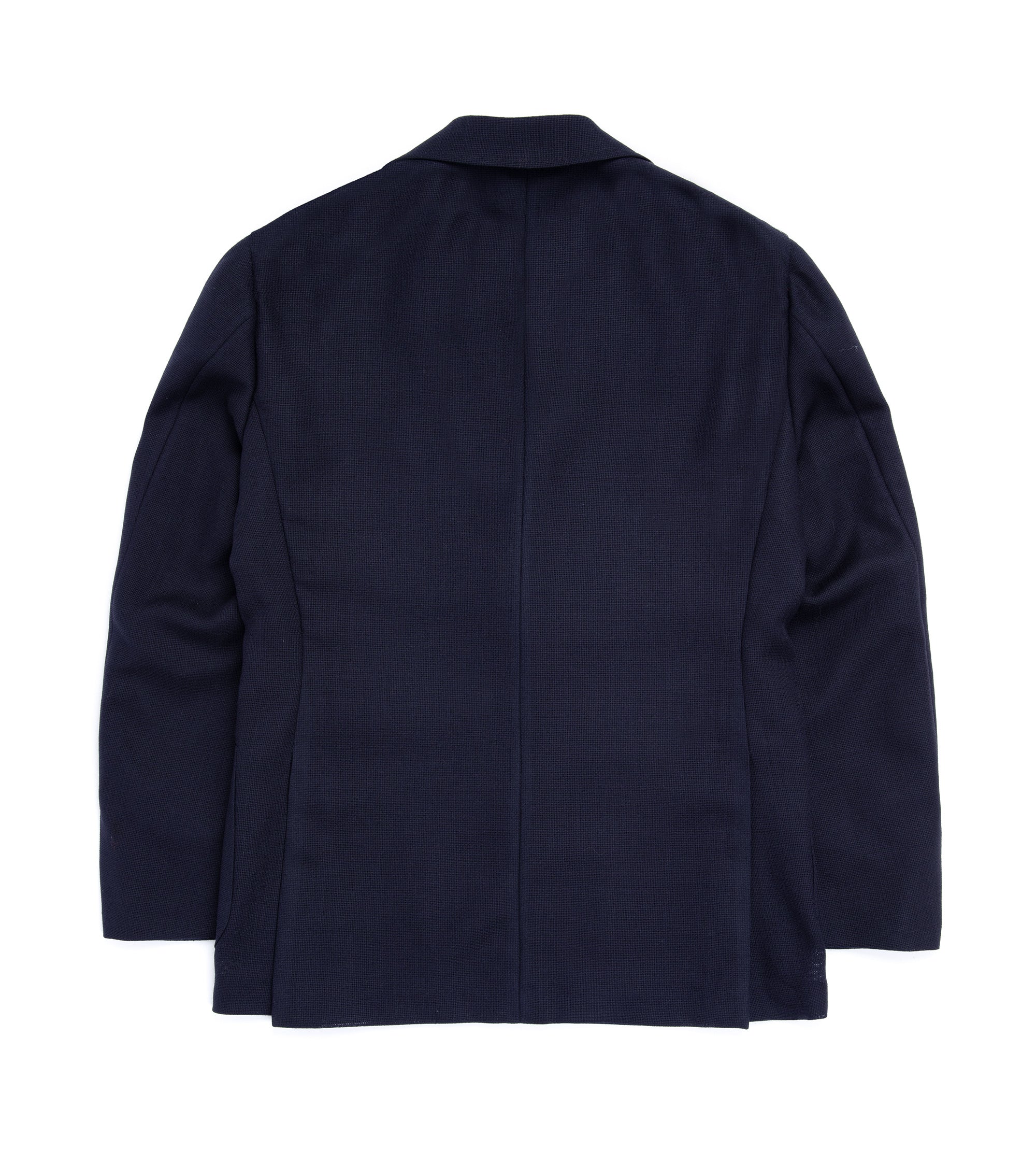 Ring Jacket wool mesh Balloon jacket in navy, back view.
