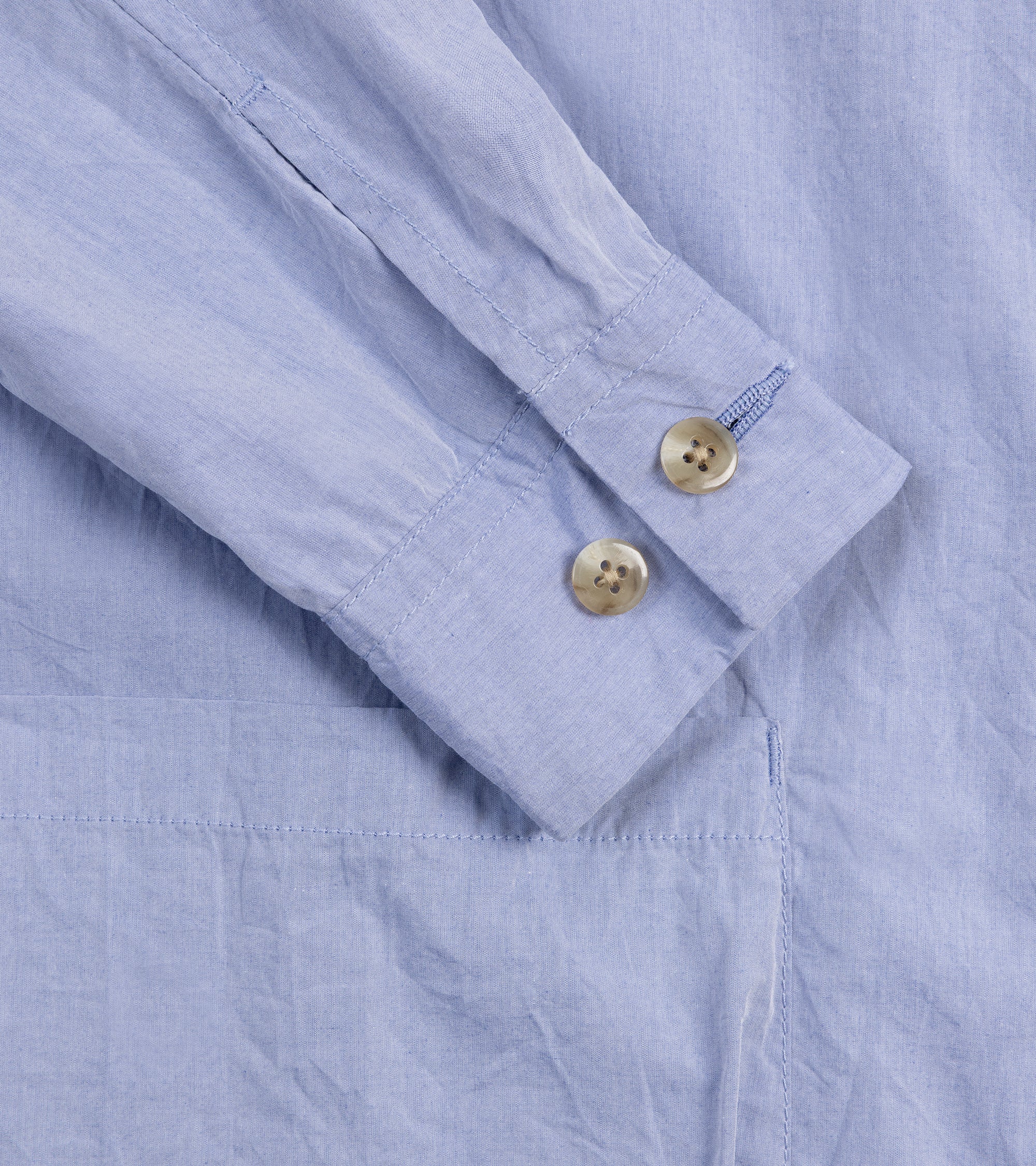 Sage de Cret Crinkle Cotton Typewriter Shirt Jacket: Blue