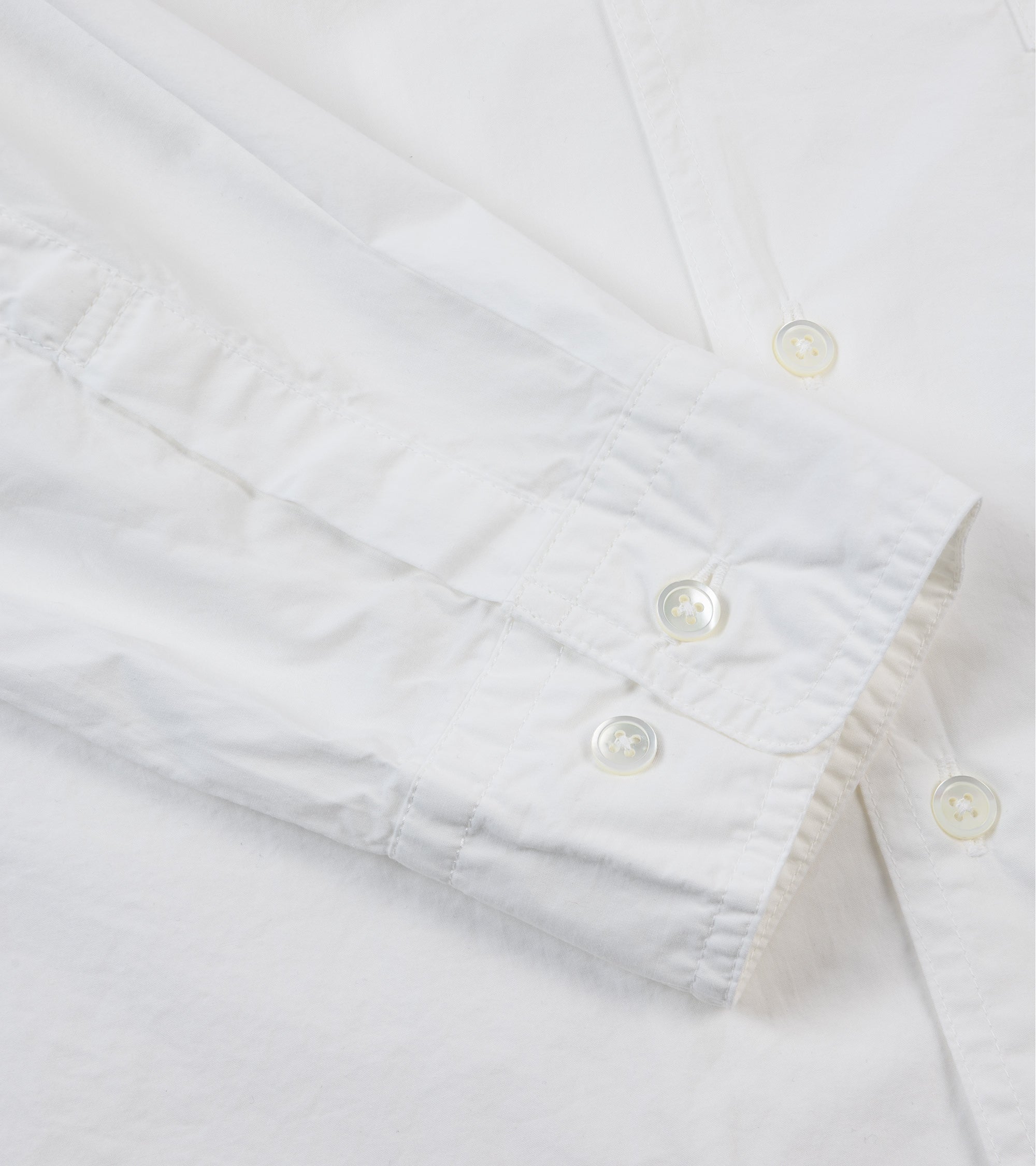 Sage de Cret Organic Cotton Broadcloth Stand Collar Long Shirt: Off White