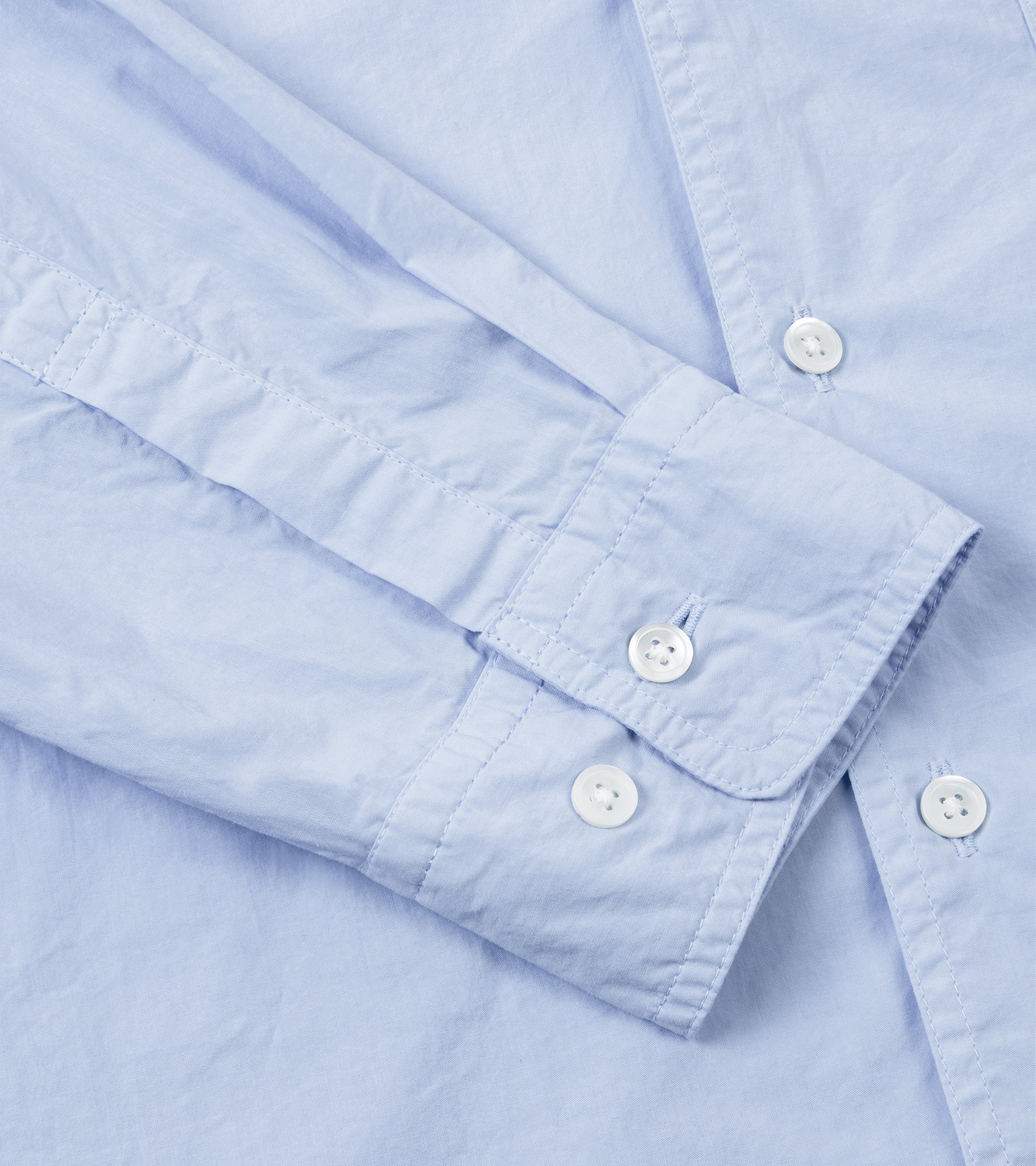 Sage de Cret Organic Cotton Broadcloth Stand Collar Long Shirt: Saxe Blue