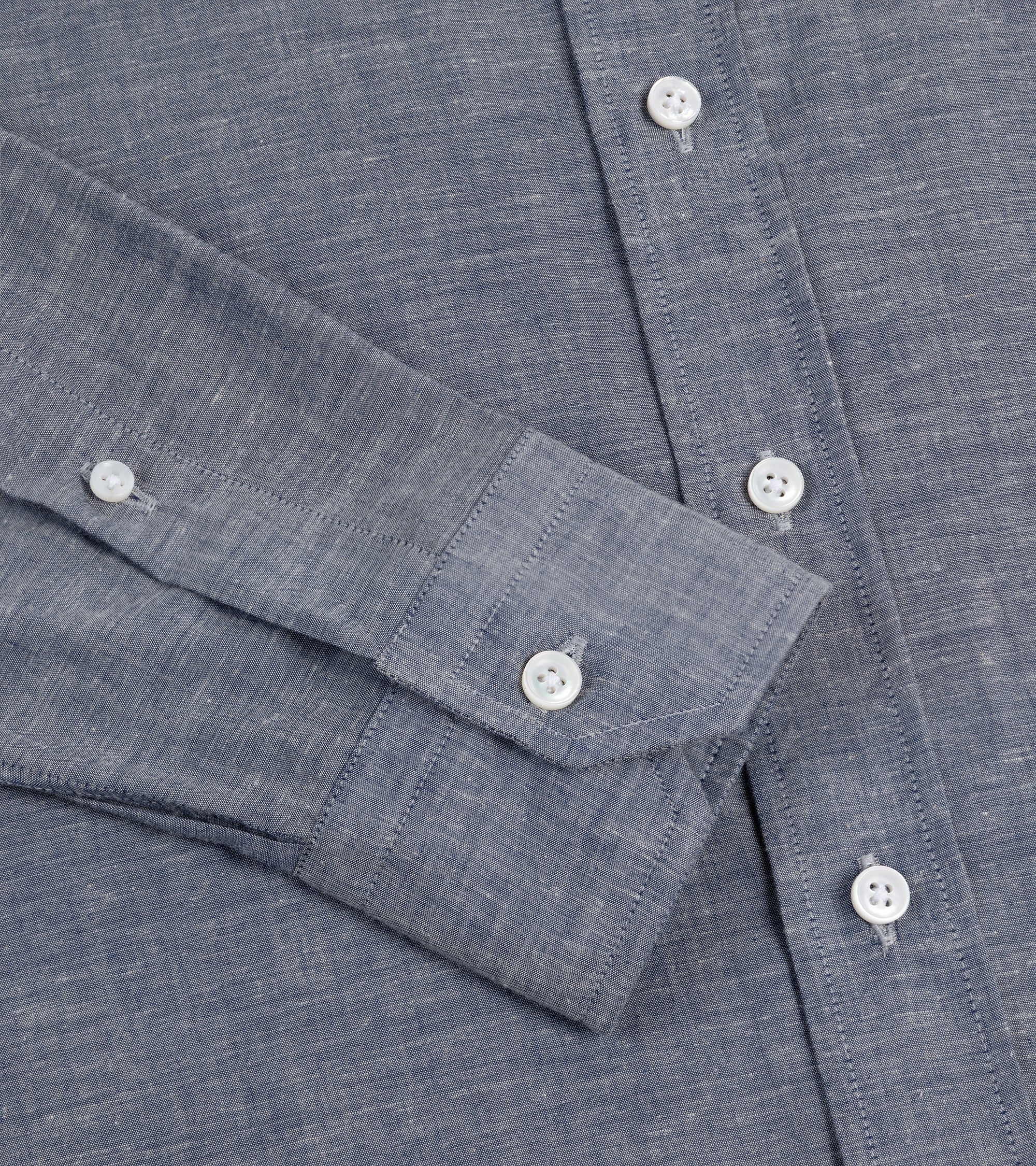 Salvatore Piccolo Cotton Chambray Formal Shirt: Dark Blue