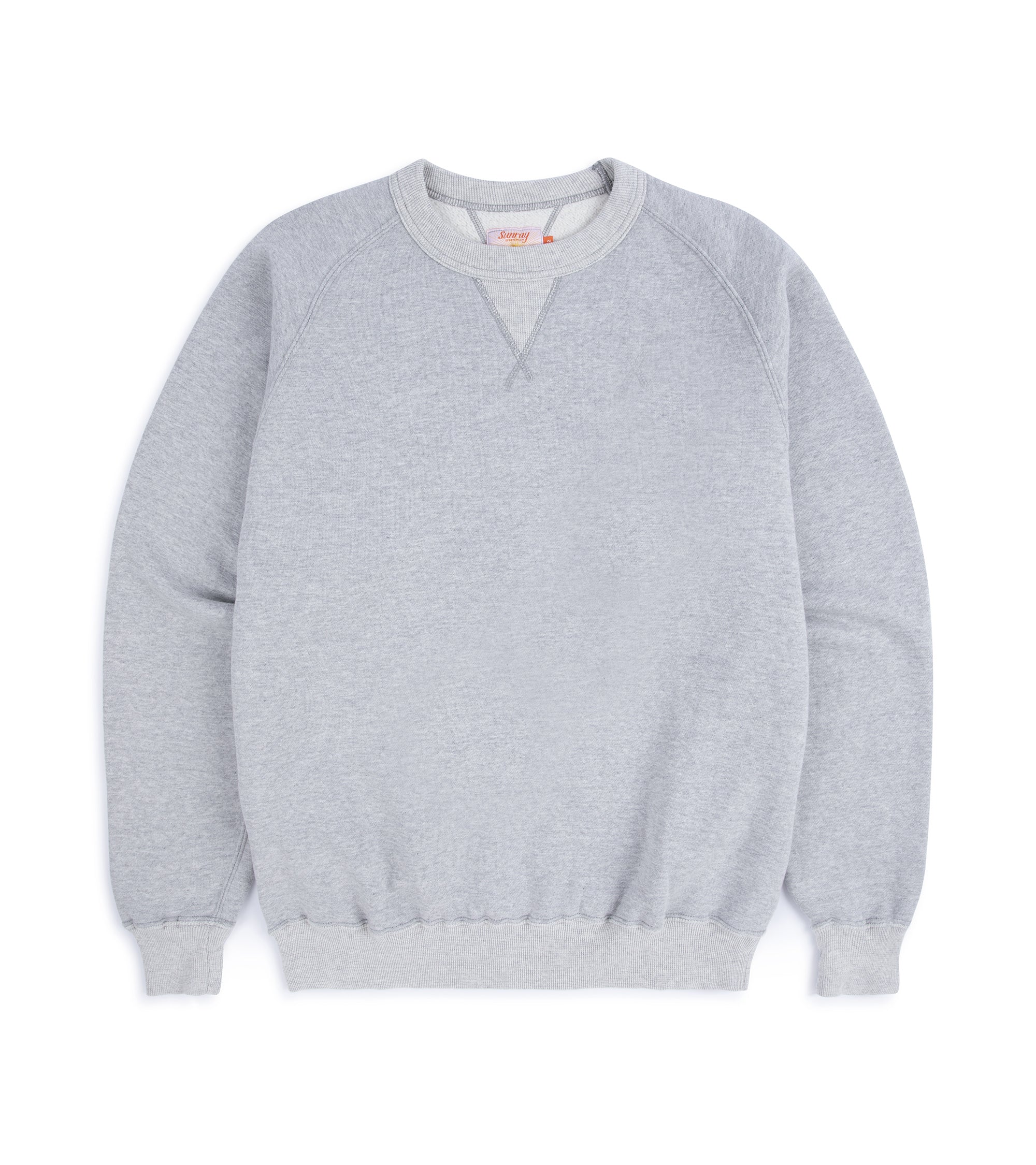 Sunray Sportswear Puamana raglan cotton sweatshirt in hambledon grey, front view.