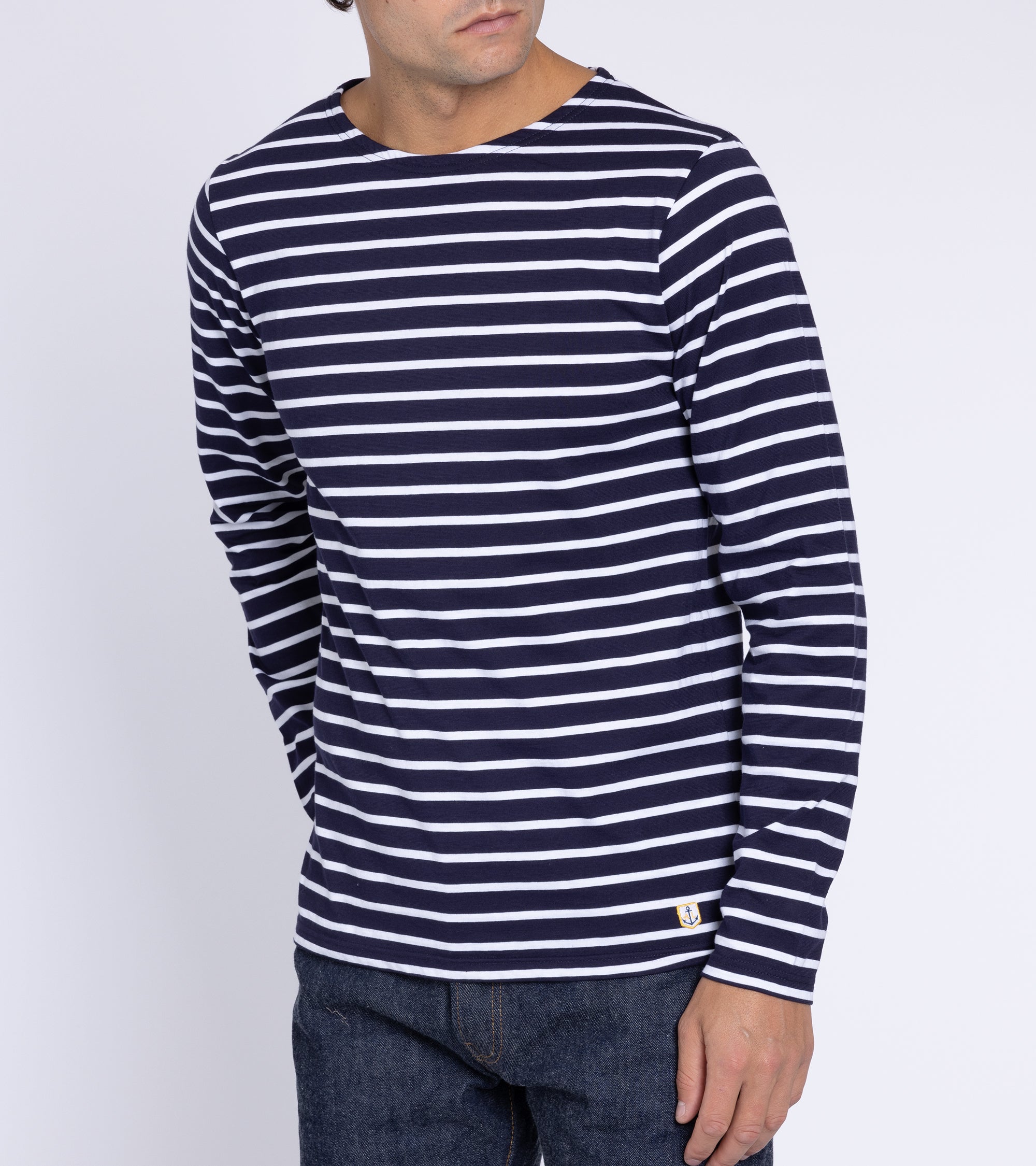 Armor-Lux Lightweight Breton Striped T-Shirt: Navy/White
