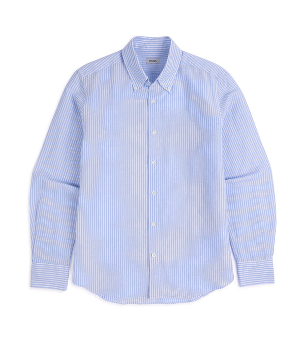 Trunk Eldon Cotton Linen Stripe Shirt: Light Blue