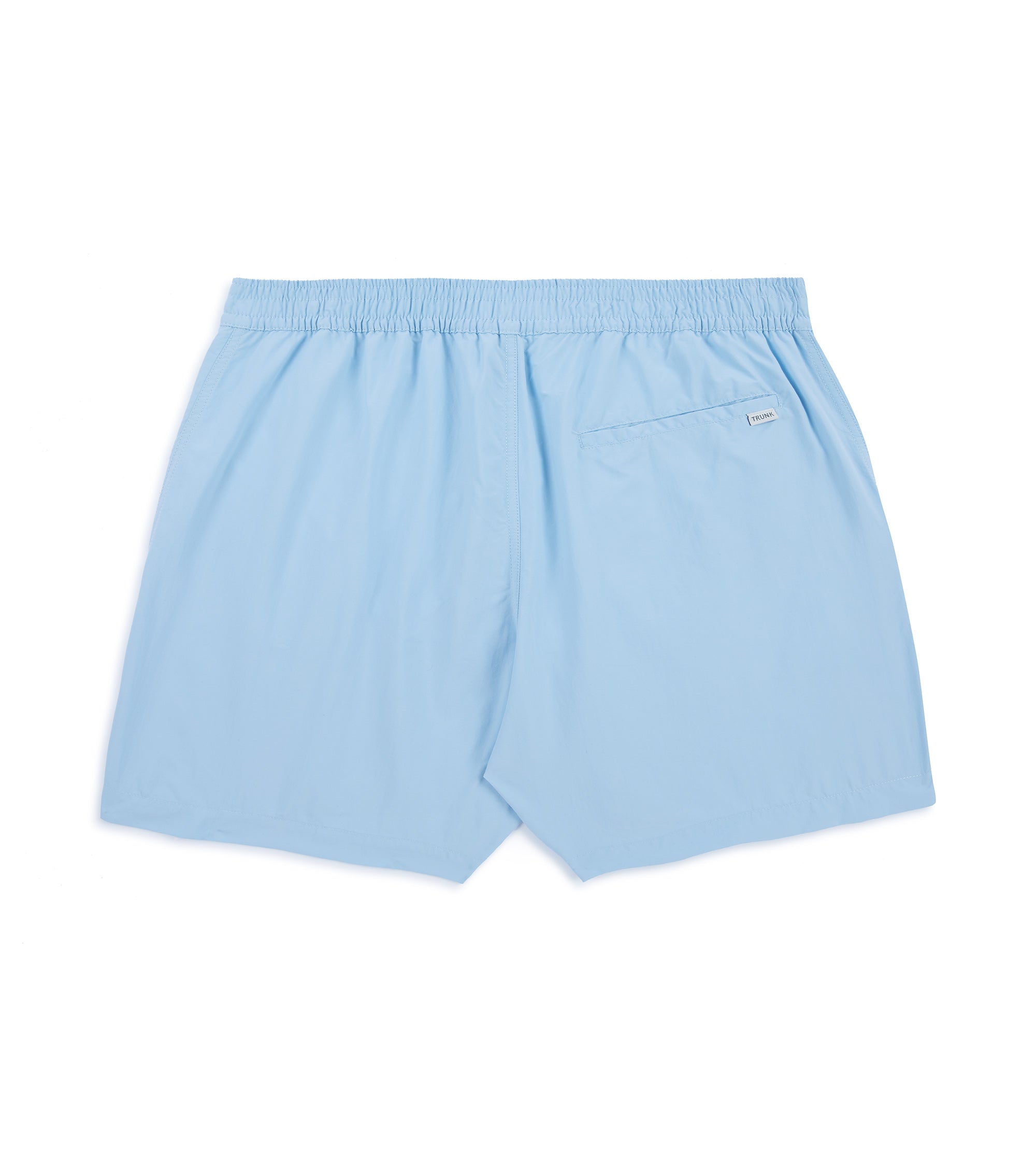 Trunk Foley swim shorts in light blue, close-up of the drawstring waist.