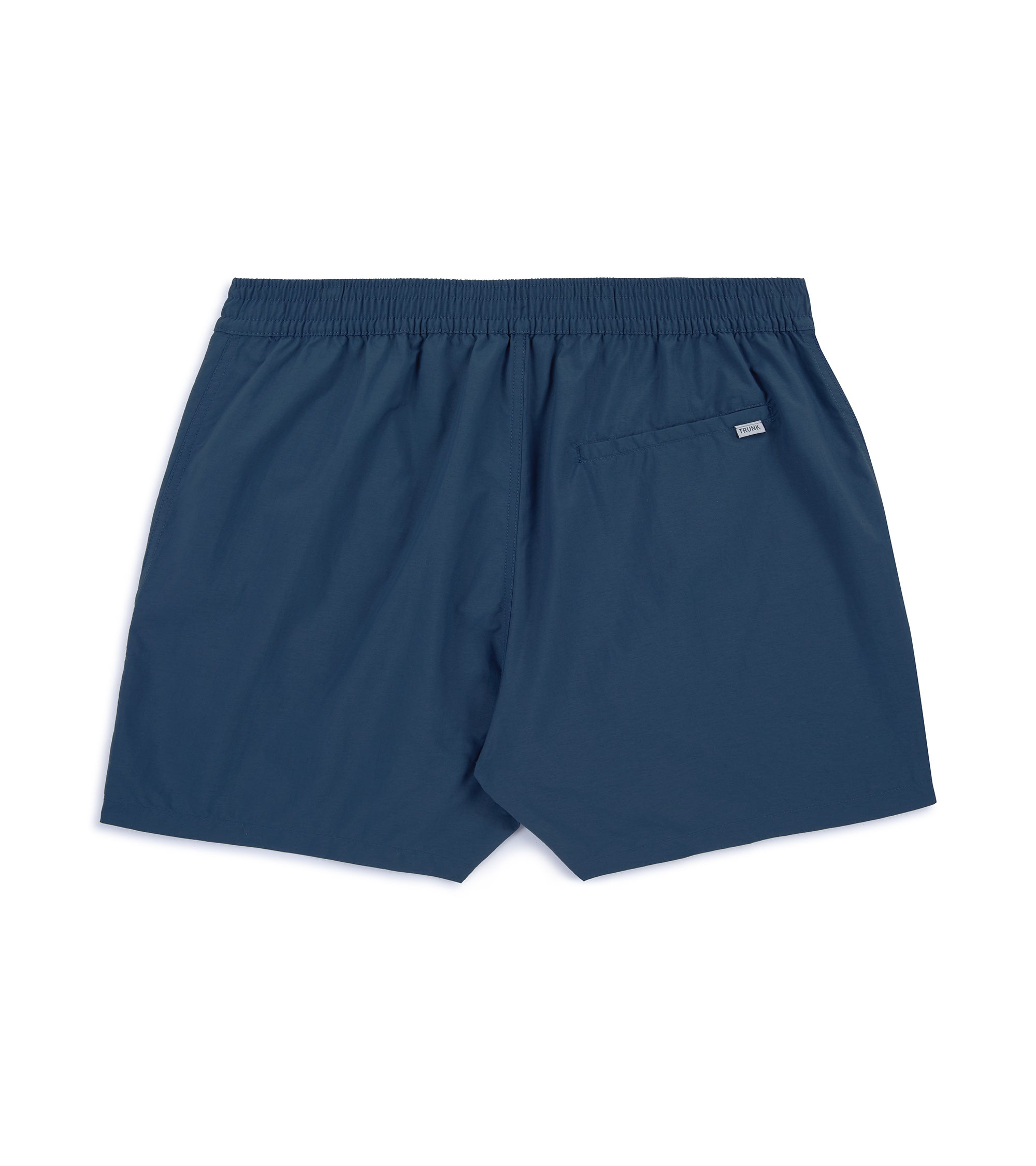 Trunk Foley swim shorts in navy, close-up of the drawstring waist.