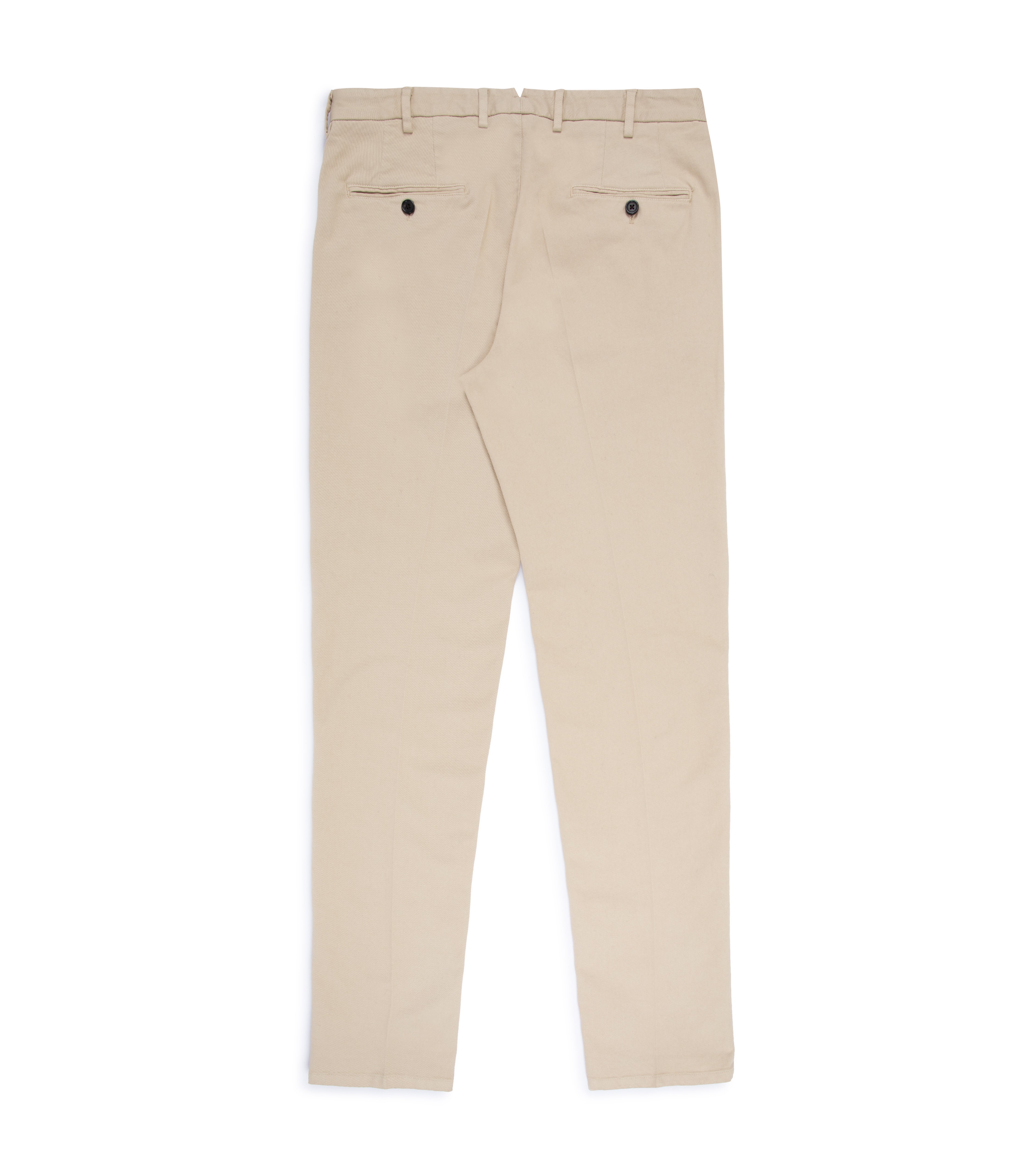 Trunk Palmer flat front trousers in sand, back view.