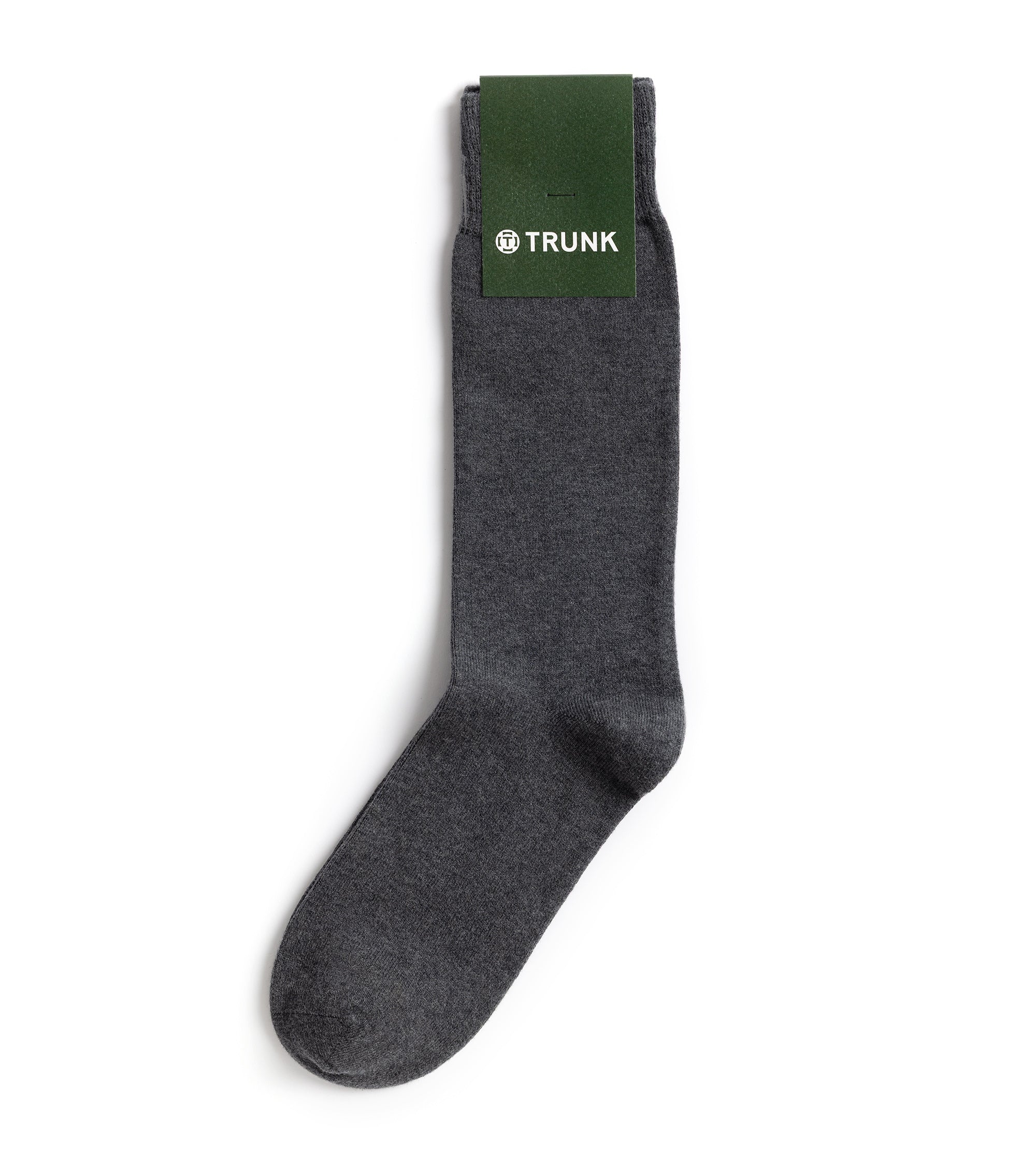 Trunk plain cotton socks in grey, folded pair.