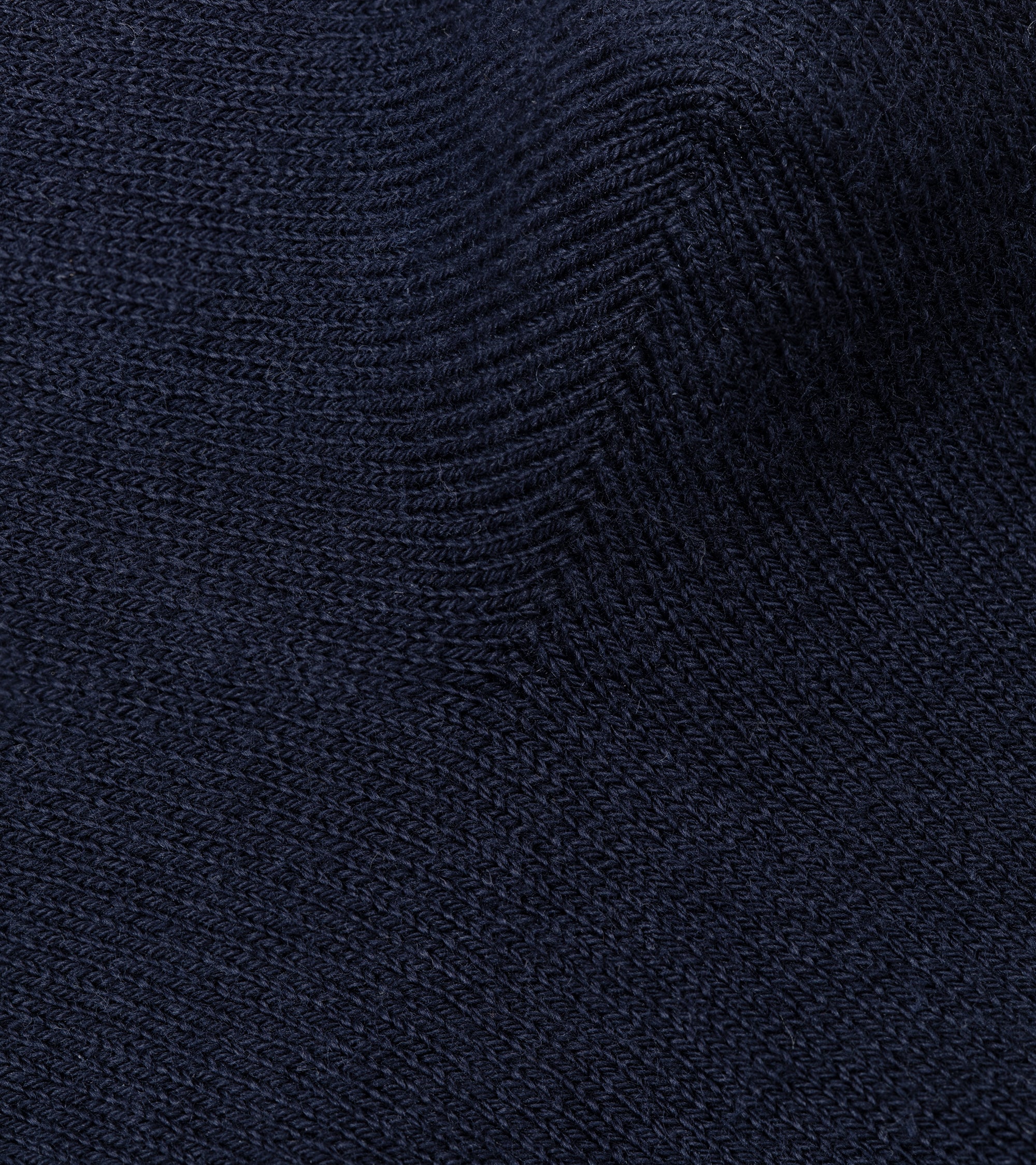 Trunk plain cotton socks in navy, close-up of the ribbed cuff.