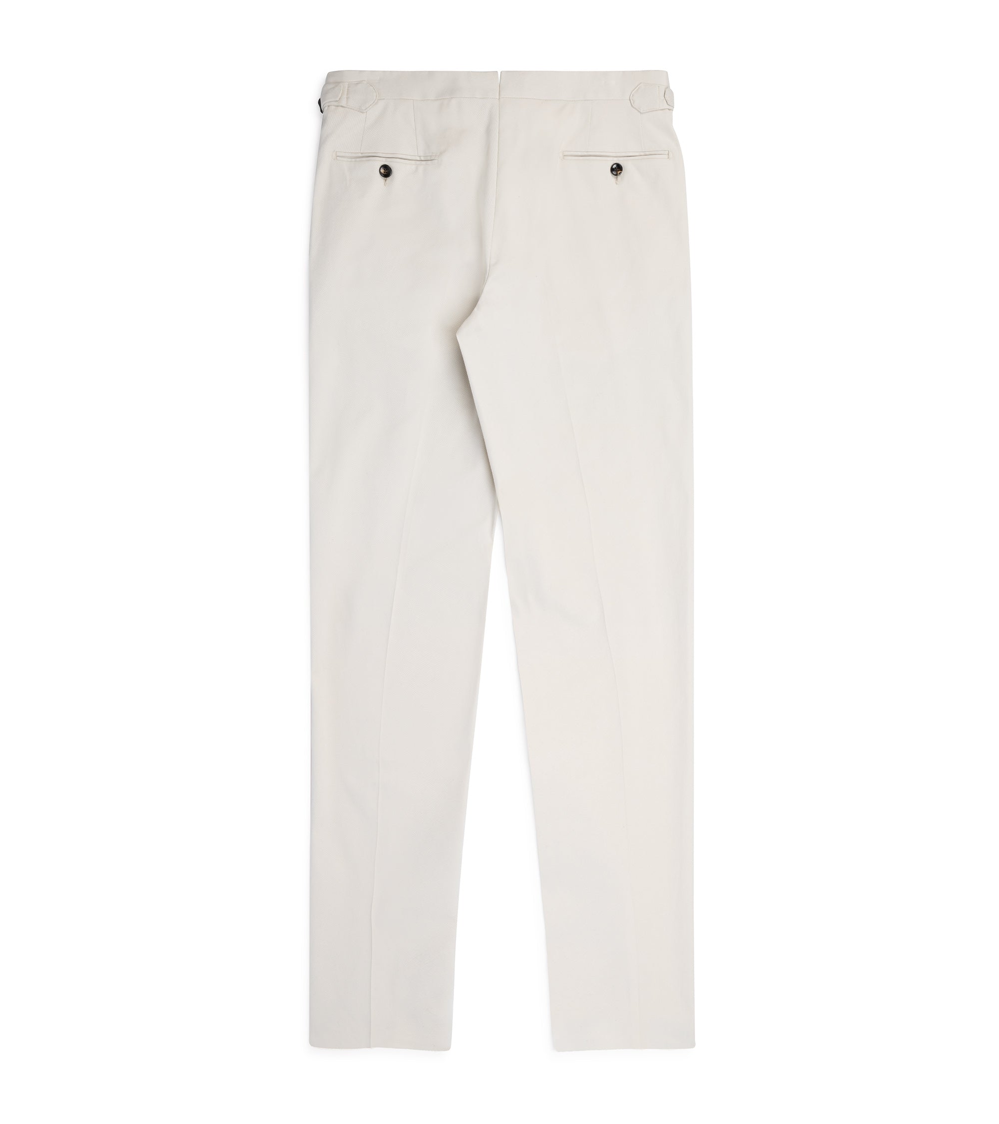 Trunk Walbrook cotton tailored trousers in light beige, back view.