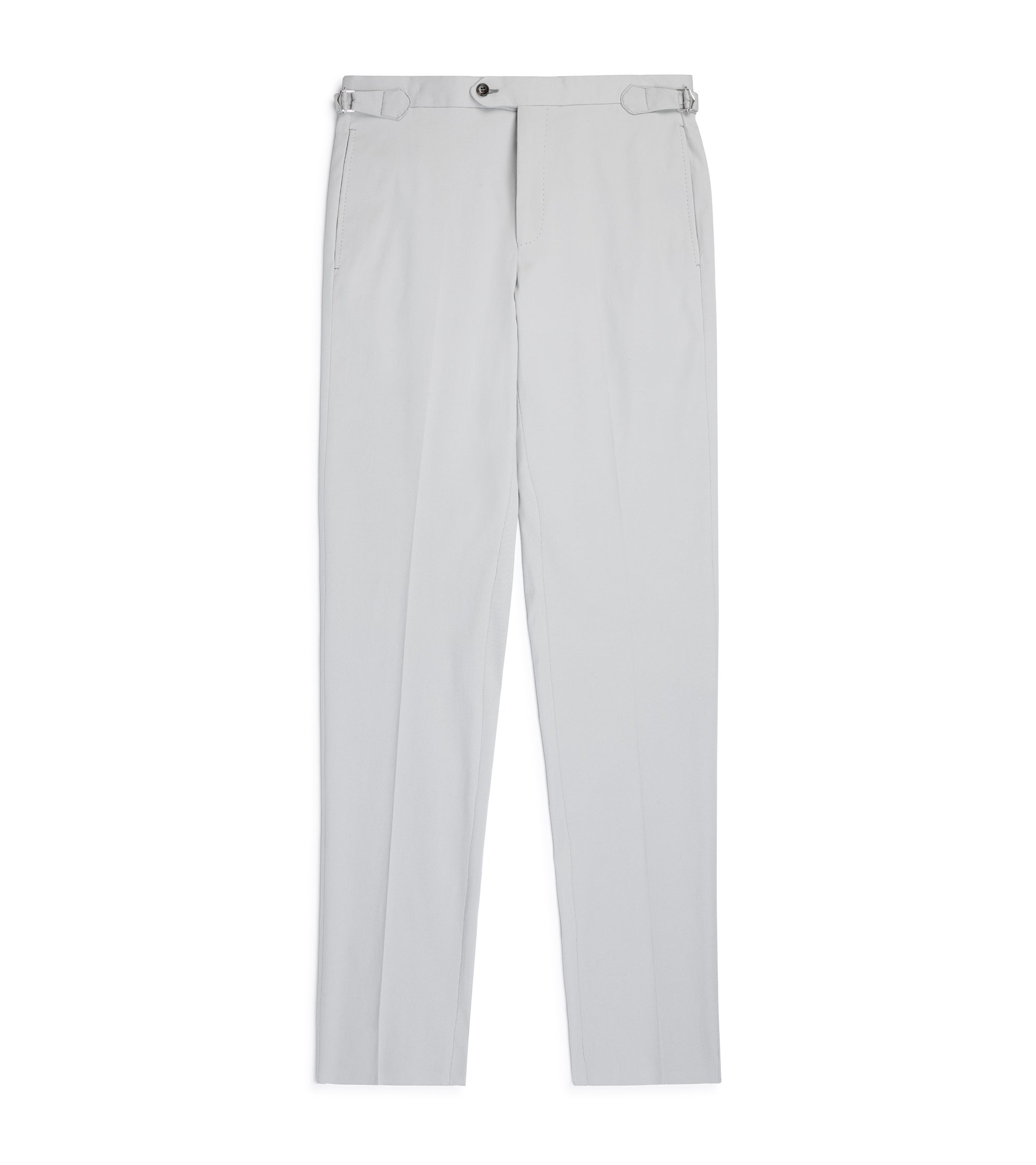 Trunk Walbrook cotton tailored trousers in light grey, front view.