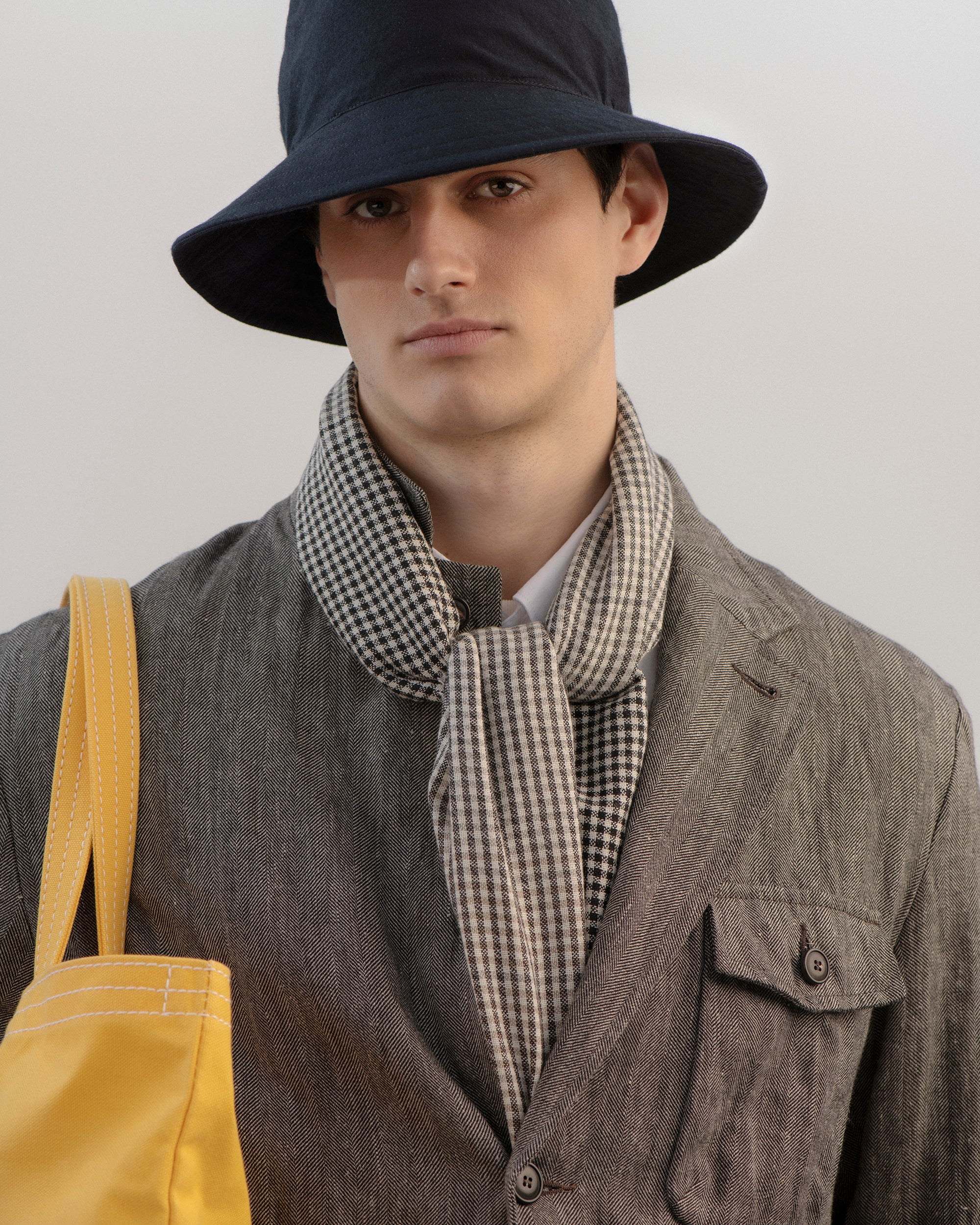 Begg x Co Kishorn Aiden Check Cashmere Scarf: Natural/Grey/Saffron