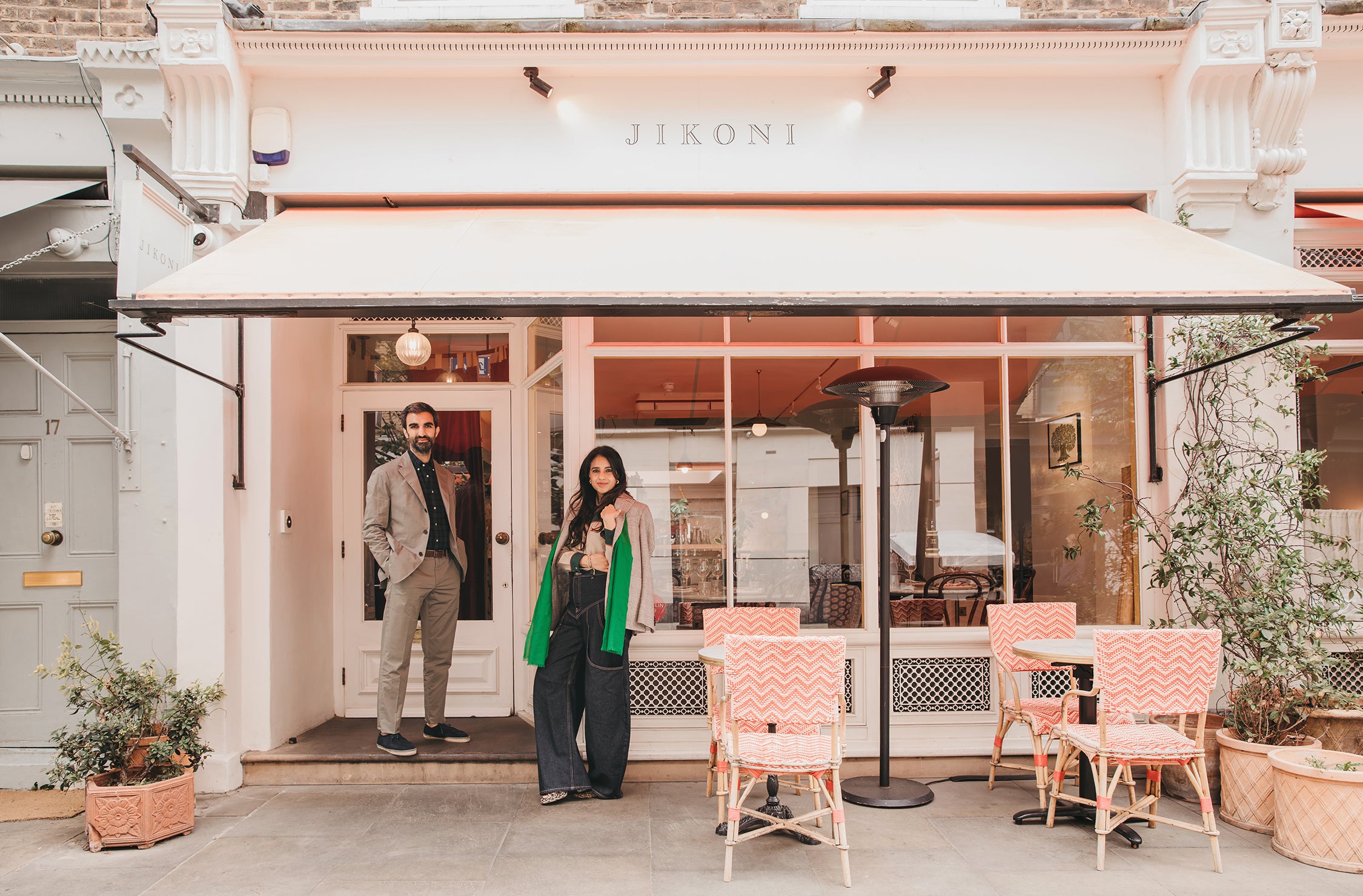 Jikoni founders outside their restaurant in Marylebone, London.