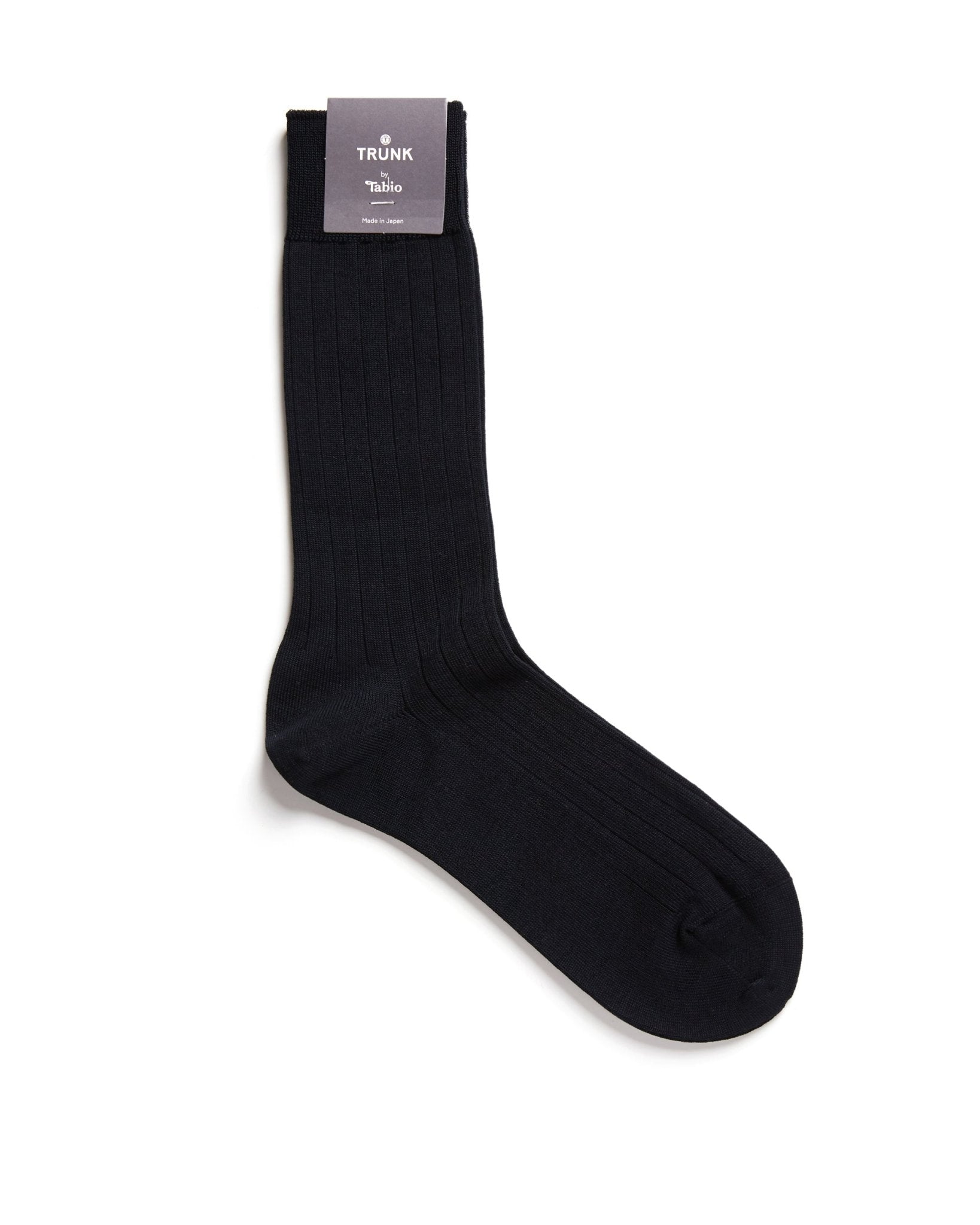 Tabio Cotton Ribbed Socks: Black - Trunk Clothiers