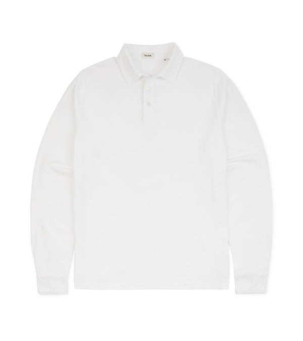 Trunk Moxon Long Sleeve Polo Shirt: White - Trunk Clothiers
